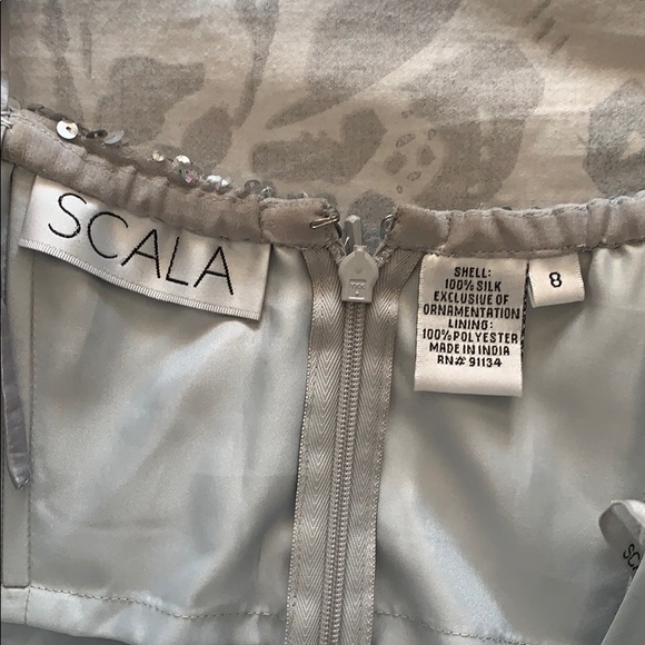 Silver Sequin Beaded Cocktail Dress - Picture 3 of 4